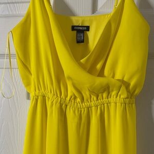 Express Vibrant Yellow Draped Dress